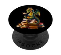 Bookworm Dragons Reading Book Gifts Book Lover Kids Womens PopSockets PopGrip Adhésif
