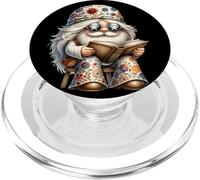 Bookworm Hippie GNOME Dad Reading Book Graphic for Teacher PopSockets PopGrip pour MagSafe