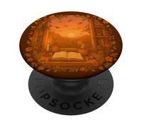 Bookworm Scène de Lecture avec fenêtre d'automne PopSockets PopGrip Adhésif