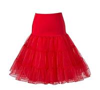 Boolavard 1950 26" Rockabilly Jupon Jupon Retro Vintage Petticoat Tutu Swing Rouge, Noir, Blanc, Bleu, Rose (S-M (32-40), Rouge)
