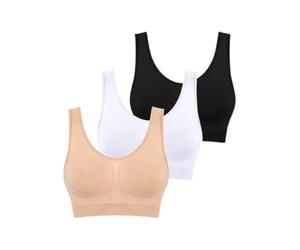 Boolavard 3 Pack (TM) - The Ultimate Comfort Bra. Prise en Charge Transparente Confort Sport Stretch Action Loisirs Noir Blanc