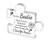 Boolavard Cadeaux pour Maman, sœur, Meilleure Amie, Fille, épouse, Grand-mère, Papa - Pièce de Puzzle en Bloc Acrylique Délicat - Cadeau de Remerciement pour la fête des mères (Bestie)
