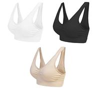 Boolavard ® Comfort Bra - sans Couture - Bustier Bra - Loisirs et Sport Bra, Sporttop, Seamless, Shape Bustier sans Armature-Lot de 3,Blanc/Noir/Chair ,L: 96-101 cm (90C-100A), B