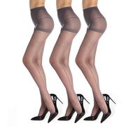Boolavard Lot de 2/3/4 Collants élastiques Transparents 20D, collants taille haute, bas et Bonneterie pour femme (FR/ES, Alpha/lettres, L, Taille normale, Taille normale, 3 Gris)