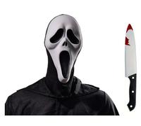 Boolavard Lot de 2 Masques et Couteaux d'Halloween Masque de cri, Scream Mask, Masque de Fantôme Costume de cri, Costume d'horreur Masque de fantôme effrayant et effrayant