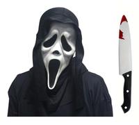 Boolavard Lot de 2 Masques Fantômes effrayants pour Halloween, ensemble de couteaux, Masque de cri d'Halloween, Scream Mask, Masque de Fantôme, Costume de cri, Masque d'Halloween en Latex