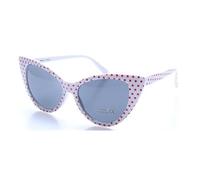 Boolavard Lunettes de Soleil œil de Chat pour Femme, Classiques, Vintage, Pointues et Ailées, Design Rétro (Oeil de Chat - Point Rouge Blanc)