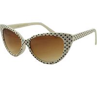 Boolavard Lunettes de Soleil œil de Chat pour Femme, Classiques, Vintage, Pointues et Ailées, Design Rétro (Oeil de chat - Blanc à Pois Noirs)