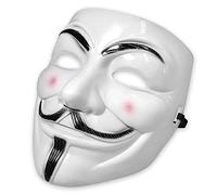 Boolavard Masque de Hacker Blanc - Masque V pour Vendetta Anonymous Guy Fawkes pour Halloween, Carnaval, Festival, Cosplay & Soirées Déguisées - Masque en Plastique Rigide pour Adultes