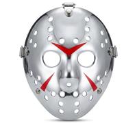 Boolavard Masque de Hockey Halloween Horreur Jaune Retro, Sangle Élastique Réglable à 3 Boutons, Déguisement Jason Vendredi 13 pour Fête Costumée, Cosplay & Carnaval, Taille Unique Adulte