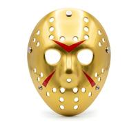 Boolavard Masque de Hockey Halloween Horreur Jaune Retro, Sangle Élastique Réglable à 3 Boutons, Déguisement Jason Vendredi 13 pour Fête Costumée, Cosplay & Carnaval, Taille Unique Adulte