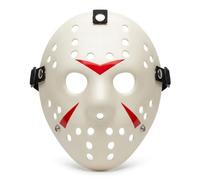 Boolavard Masque de Hockey Halloween Horreur Jaune Retro, Sangle Élastique Réglable à 3 Boutons, Déguisement Jason Vendredi 13 pour Fête Costumée, Cosplay & Carnaval, Taille Unique Adulte