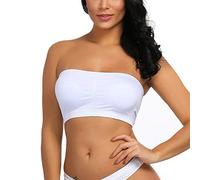 Boolavard Mode des Femmes Sexy sans Bretelles de Soutien-Gorge Boob Tube (S: 34-36, Blanc)