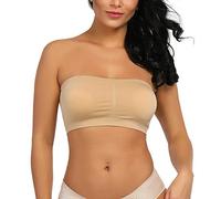 Boolavard Mode des Femmes Sexy sans Bretelles de Soutien-Gorge Boob Tube (XL: 40-42, Beige)