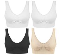 Boolavard Pack 4 Bra - Le Soutien-Gorge de Confort Ultime. Qualité Premium - Meilleur Garanti sur Le marché ,M,Noir/blanc/beige