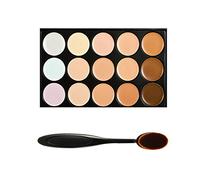 Boolavard Professional 15 Couleur Concealer Camouflage Visage Contour des Yeux Crème Palette de maquillage avec Cosmetics Oval Maquillage Brush (15 couleurs)