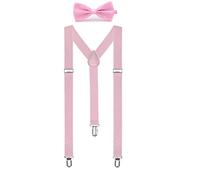 Boolavard Solide Couleur Mens Suspender Bow Tie Set Clip Sur Y Forme Bretelles Réglables (rose bébé)