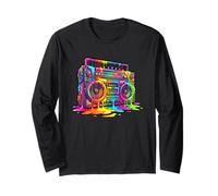Boom Box Peinture Graffiti Multicolore des années 80 Manche Longue
