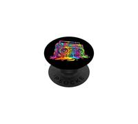 Boom Box Peinture Graffiti Multicolore des années 80 PopSockets PopGrip Adhésif