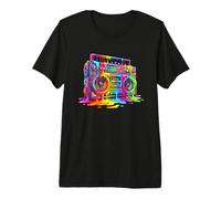 Boom Box Peinture Graffiti Multicolore des années 80 T-Shirt Haut de Gamme