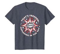 Boom! C'est la liberté Qui explose dans Le Ciel T-Shirt, Enfant, Bleu Chiné, 4 Ans