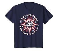 Boom! C'est la liberté Qui explose dans Le Ciel T-Shirt, Enfant, Bleu Marine, 8 Ans