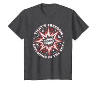 Boom! C'est la liberté Qui explose dans Le Ciel T-Shirt, Enfant, Chiné Foncé, 12 Ans