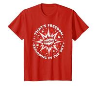 Boom! C'est la liberté Qui explose dans Le Ciel T-Shirt, Enfant, Rouge, 8 Ans