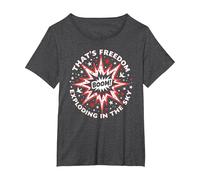 Boom! C'est la liberté Qui explose dans Le Ciel T-Shirt, Femme Grandes Tailles, Chiné Foncé, 4X