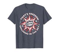 Boom! C'est la liberté Qui explose dans Le Ciel T-Shirt, Homme, Bleu Chiné, S