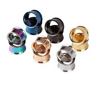 BOOM Ear Flesh Tunnel Gauge - 12Pcs Stainless Steel Double Flared Screwed Plugs Expander Silver Black Golden Blue Colorful Rose for Body Piercing 6mm-20mm(2ga-3/4)
