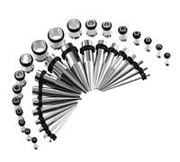 BOOM Ecarteur Oreille Expandeur Tunnel Inoxydable 36 pi¨¨ces Boucle Clou d'oreille Conique + Plug 1.6mm - 10mm, Silicone, Silicone