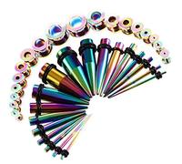 BOOM Ecarteur Oreille Stretchers 1,6 mm à 10 mm Kit 36 Pièces Ear Stretcher Double Trompette Boucle Clou d'oreille Bouchons Tunnels Extenseur Inoxydable