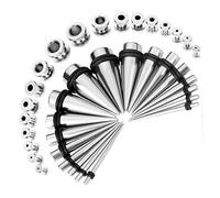 BOOM Ecarteur Oreille Stretchers 1,6 mm à 10 mm Kit 36 Pièces Ear Stretcher Double Trompette Boucle Clou d'oreille Bouchons Tunnels Extenseur Inoxydable