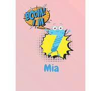 Boom I'm 7 Personalized Name Mia Gift Blank Guitar Tab Notebook Manuscript Paper Notebook Birthday Gift: Lined Notebook / Journal Gift, 120 Pages, 8,5x11, Soft Cover, Matte Finish