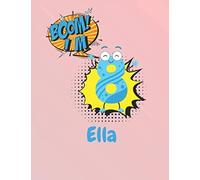 Boom I'm 8 Personalized Name Ella Gift Blank Guitar Tab Notebook Manuscript Paper Notebook Birthday Gift: Lined Notebook / Journal Gift, 120 Pages, 8,5x11, Soft Cover, Matte Finish