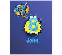 Boom I'm 8 Personalized Name John Gift Blank Guitar Tab Notebook Manuscript Paper Notebook Birthday Gift: Lined Notebook / Journal Gift, 120 Pages, 8,5x11, Soft Cover, Matte Finish