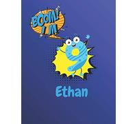 Boom I'm 9 Personalized Name Ethan Gift Blank Guitar Tab Notebook Manuscript Paper Notebook Birthday Gift: Lined Notebook / Journal Gift, 120 Pages, 8,5x11, Soft Cover, Matte Finish