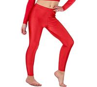 BOOM Prime Filles Gymnastique Brillant Danse Lycra Collants sans Pieds Ballet Stretch Élastique Enfants Leggings (Rouge, 7-8)