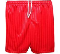 BOOM Prime Short d'école Unisexe PE pour Jouer à des Jeux, Pantalon à Rayures Ombres, pour garçons et Filles, pour l'école, la Gym, Le Football, Le Sport (Rouge, 5-6 Ans)