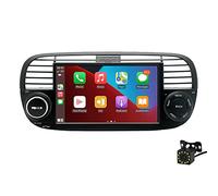 BOOMBOOST CarPlayer sans Fil Android Auto Stéréo de Voiture Android 7 Pouces 2 Din Écran Tactile Autoradio Support Bluetooth/FM/WiFi/GPS/Mirror Link Compatible pour Fiat 500+12LED Camera (Noir)