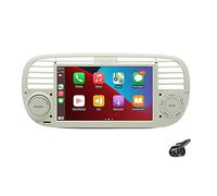 BOOMBOOST CarPlayer sans Fil Android Auto Stéréo de Voiture Android 7 Pouces 2 Din Écran Tactile Autoradio Support Bluetooth/FM/WiFi/GPS/Mirror Link Compatible pour Fiat 500+Android DVR (Blanc)