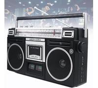 Boombox à cassette portable, lecteur CD rétro classique de style années 80, prise en charge de l'entrée SD/USB, avec radio AM/FM, enregistreur de pour les réunions de famille et les voya(Color:noir)