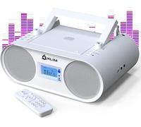Boombox B4 Poste Radio Cd Portable + Radio Am/Fm, Cd, Bluetooth, Usb, Mp3 + Mode Filaire Et Sans Fil Avec Piles Rechargeables + Télécommande, Mode Veille Auto + Lecteur Cd Portable + Blanc[X576]