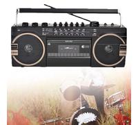 Boombox Bluetooth portable lecteur CD cassette avec connectivité Bluetooth, carte SD/TF/USB/casque de lecture, design vintage pour les réunions de famille et les voyages