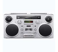 Boombox cassette CD rétro avec Bluetooth 5.0, radio AM/FM, lecture USB/SD, entrée auxiliaire et prise casque