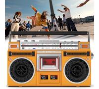 Boombox cassette portable avec Bluetooth, radio AM/FM, entrée SD/USB et prise écouteurs - dispose d'un grand haut-parleur et d'un enregistreur cassette