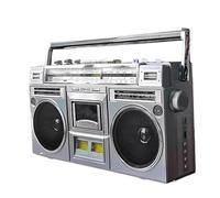 Boombox cassette rétro style années 80 avec radio AM/FM, Bluetooth et entrée USB/SD - Convertissez les cassettes en USB/SD - Couleur argent