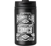 Boombox Club Old School Bring The Beat Tasse à café de voyage pour boissons chaudes et froides Tasse isotherme à double paroi avec couvercle étanche Noir