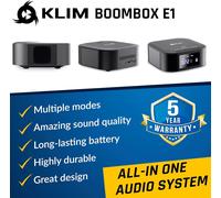 Boombox E1 - Poste Radio CD Portable - Extra Bass avec Subwoofer - Radio FM, CD, Bluetooth, USB, Bluetooth, MP3 - Mode Filaire et sans Fil avec Piles Rechargeables - Télécommande